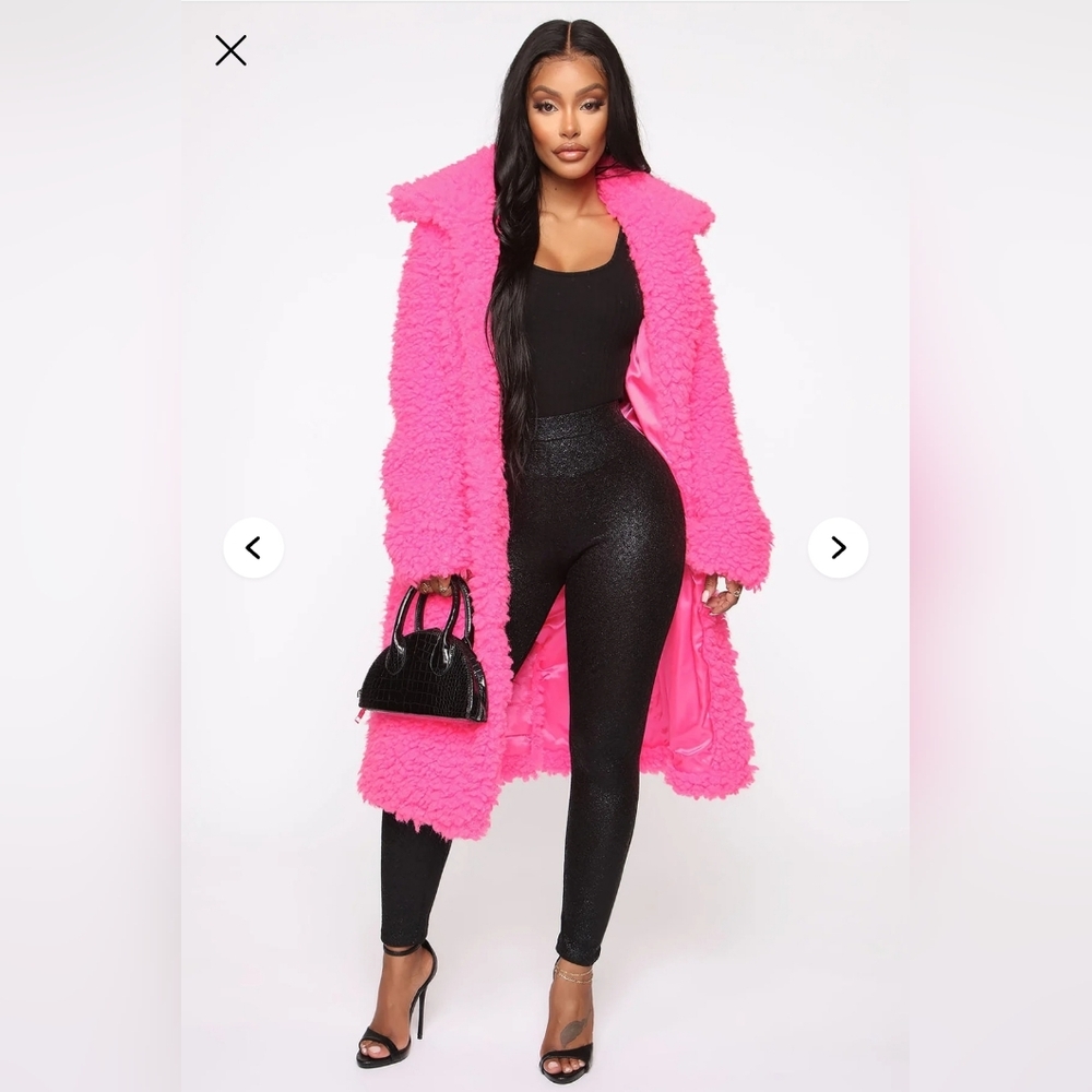 Women's Pink Fuzzy Coat